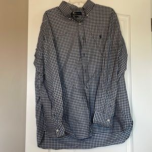 Men’s causal button down size XL grey and blue plaid
